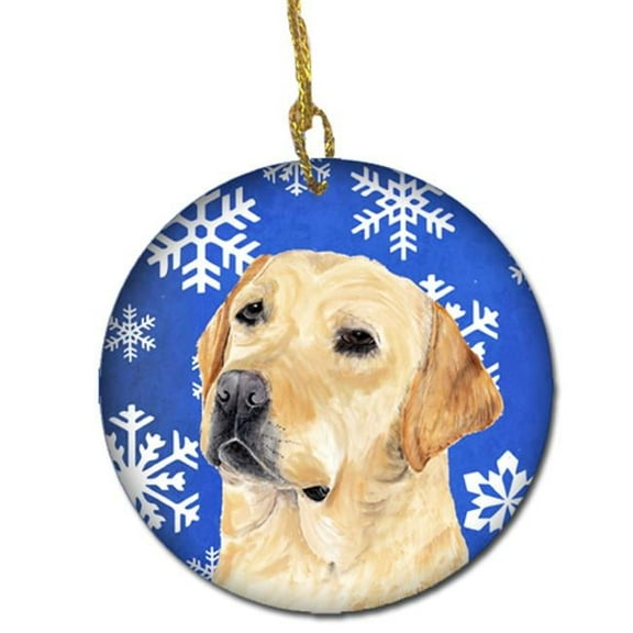 Labrador Winter Snowflakes Holiday Ceramic Ornament