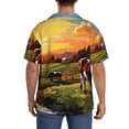 thumbnail image 7 of Goofa Oil Painting Style Pasture Cow Printed Men's Casual Short-sleeved Shirt,Lightweight Breathable Button-down,Summer Casual men's top,Versatile Fashion shirt-Medium, 7 of 7