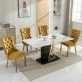 thumbnail image 6 of ODUSE-DAILY Yellow Velvet Dining Chairs Set of 6, Mustard Kitchen & Dining Room Chairs, Nailheads Tufted, Sillas De Comedor, Fabric Upholstered, Golden Metal Legs (Gold, 6 Pcs), 6 of 12
