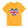 thumbnail image 2 of Bxsruta Girls T Shirts, Summer and Spring British National Flag Printed Fashion Children's Round Neck Short Sleeve School Blouse Printed T-shirt Shirt, Yellow 3 Years, 2 of 5