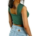 thumbnail image 5 of Women Criss Cross Tank Tops Sleeveless Solid Color Cutout Crop Tops, 5 of 5