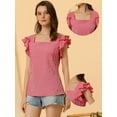 thumbnail image 2 of DARING DIVA Square Neck Ruffle Sleeve Blouse XS Red, 2 of 6