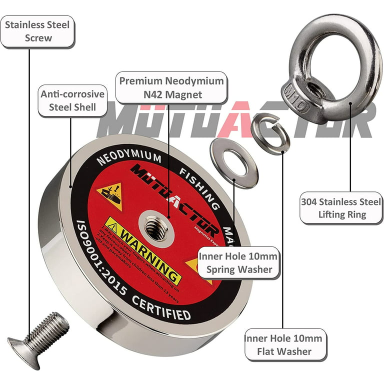 MUTUACTOR Fishing Magnets 700lbs with 20m Durable Rope,N52 Neodymium Retrieval Magnets,Powerful Magnets for Fishing and Magnetic Recovery Salvage