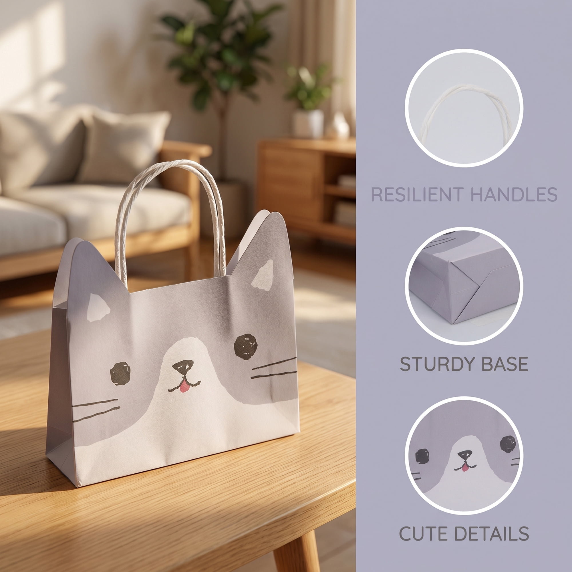 Unique Bargains Cartoon Gift Bags for Party and Special Occasions Gray 6.9" x 2" x 4.9"