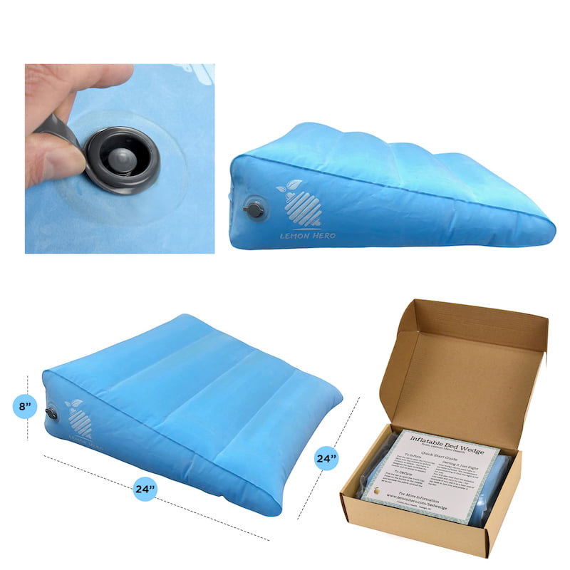 Portable Bed Wedge Suitable for Travel Leg Rest Pillow Lightweight and Portable Inflatable Wedge Pillow and Leg Elevation Pillow 2 Pcs Fast Inflating//Deflation Through The Valve