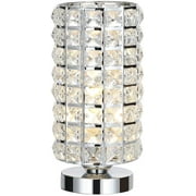 Elegant Modern Crystal Bedside Night Light Lamp with Chrome Silver