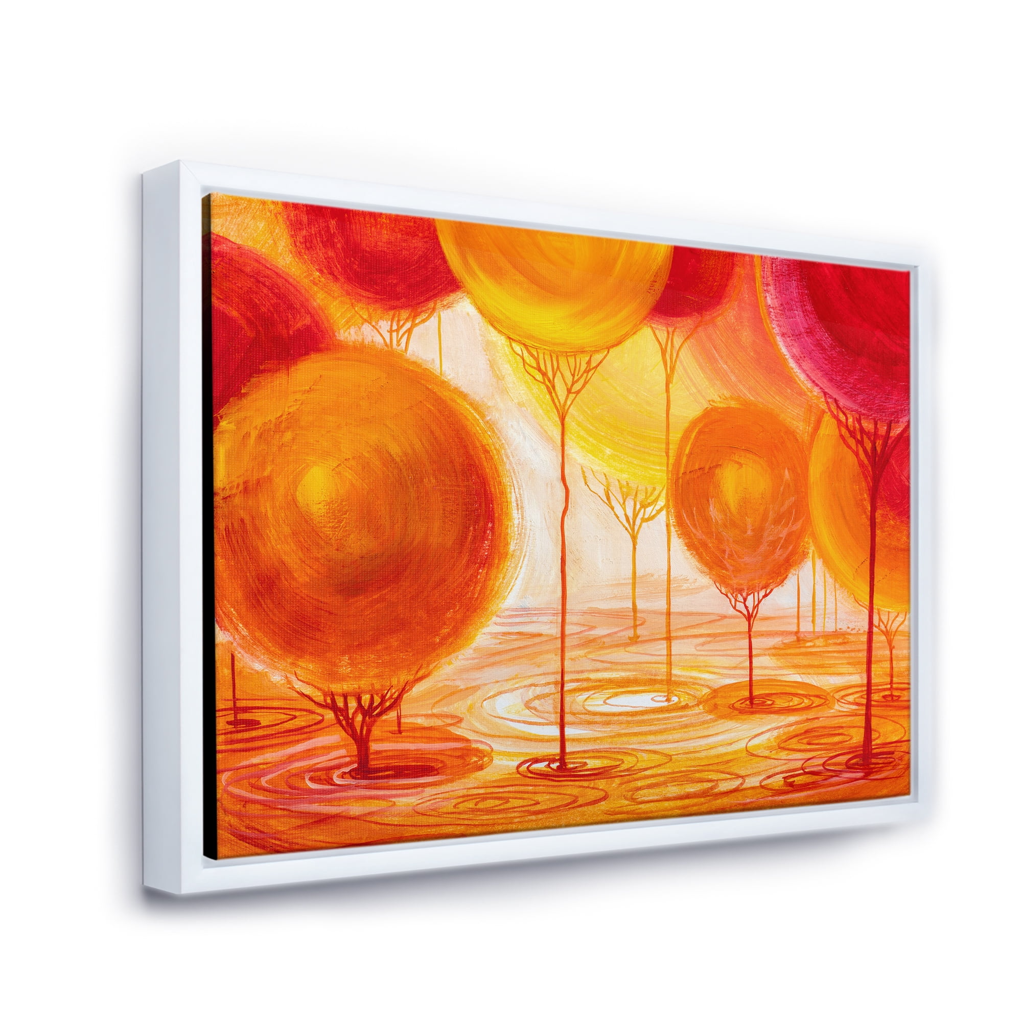 Designart 'Ornamental Colourful Trees II' Modern Framed Canvas Wall Art Print