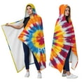 thumbnail image 2 of Wearable Blanket,Colorful Rainbow Tie Dye Spiral Pattern Hooded Wearable Flannel Blanket for Adults & Teens,Winter Poncho Shawl Wrap Cape Cozy Anti-Pill,50"x60", 2 of 5