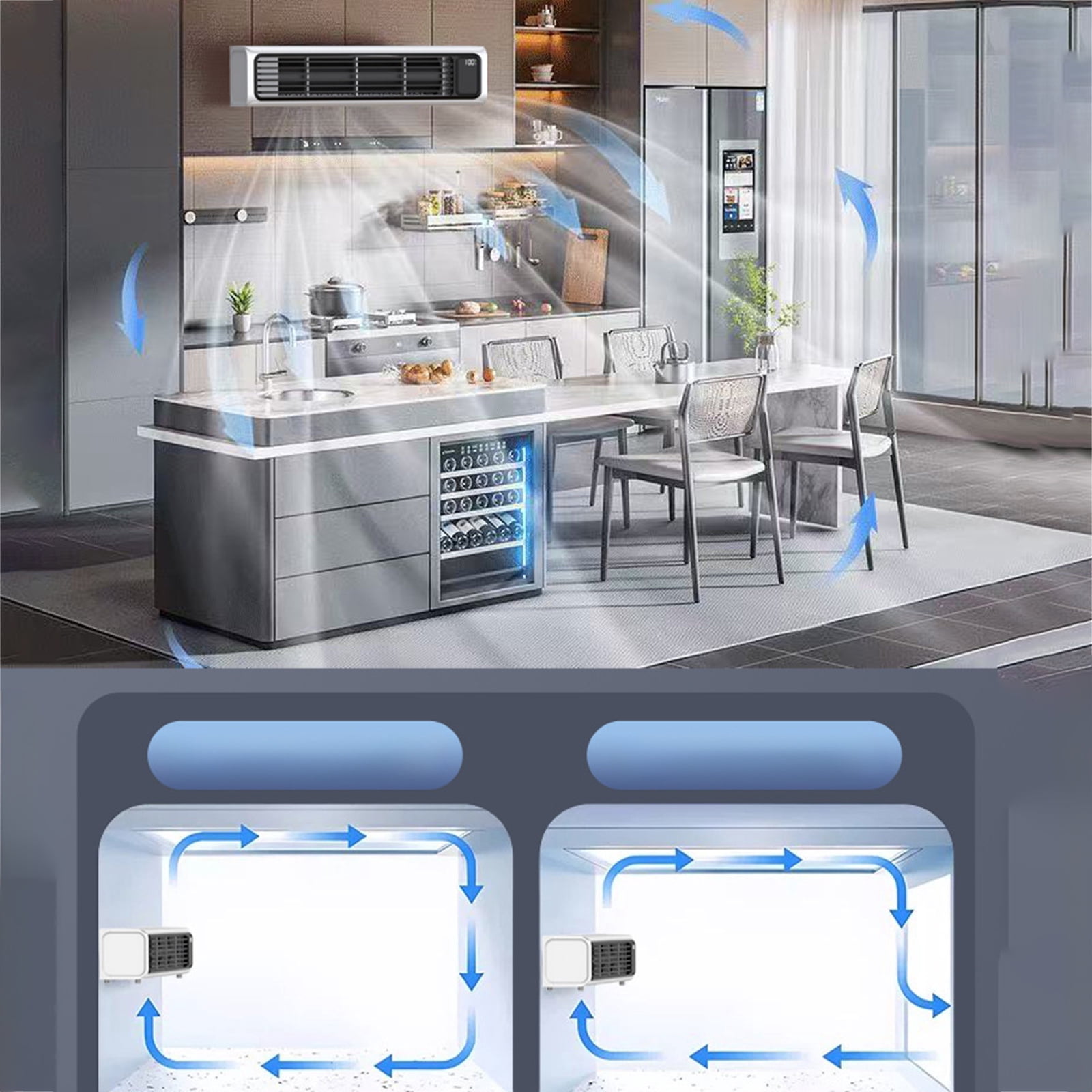 Split Mini Portable Air Conditioner Without Vent Hose, Wall Mount Ductless Cooling AC Unit, Ultra Quiet 3 Speed Control Fan for Car, RV, Office, Kitchen & Bedroom