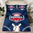 thumbnail image 3 of Feelyou Cartoon Baseball Athlete Twin Sheet Sets for Kids, Navy Red Twin Fitted Sheet, Est Sleep Sports Flat Sheet, Lightweight Room Decor, 3 Pieces, 3 of 8