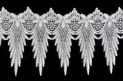 Lily 6" White or Ivory Floral Scalloped Guipure Rayon Venice Lace Trim by Yard