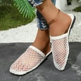 thumbnail image 5 of THDHVS Flat Sandals for Women,Women's Sandals,Women's Fashion Casual Fishnet Woven Hollow Spring and Summer Flat Roman Sandals White 5.5, 5 of 5