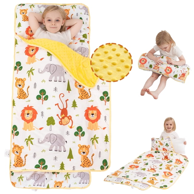 Alfombrilla de siesta para niños pequeños Viviland con almohada y manta con lunares