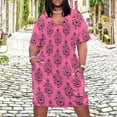 thumbnail image 2 of Haunted Mansion Plus Size Summer Dress Women Casual Printed V Neck Short Sleeve Hawaii Boho Beach T Shirt Dress, 2 of 8