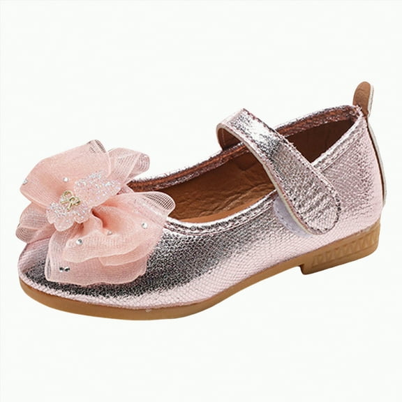 Ccpelsie Girls Ballet Flats Flower Shoes Mary Jane Ballerina Flat Dress Shoes for Daily/Wedding/Party(Pink,7.5)
