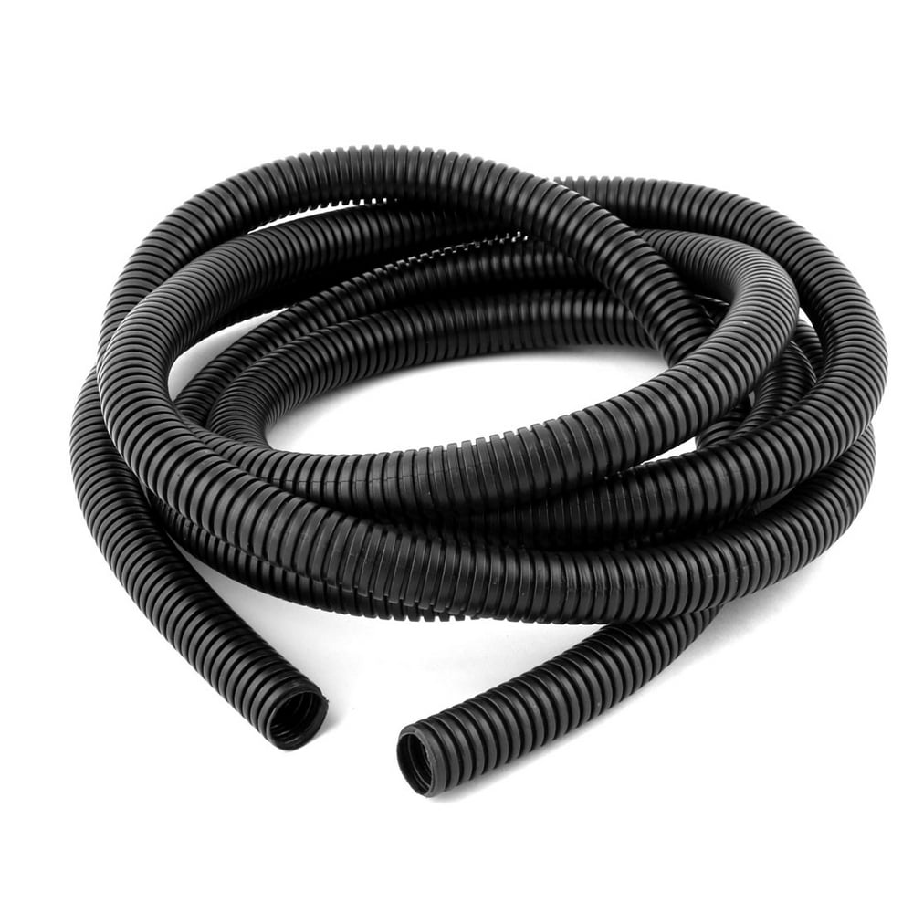 PVC Flexible Insulated Corrugated Tube Hose Pipe Black 2.9M Long 18mm