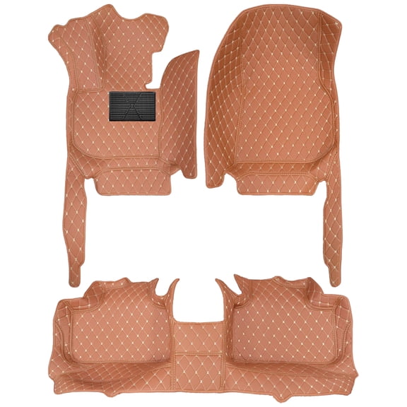 Tuqiang Car Floor Mats Custom Fit for BMW X6 2015-2019 5 Seats Carpet Protection PU Leather Auto Liners All Weather Brown