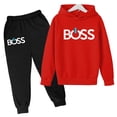 thumbnail image 2 of Ropa para niños Sudadera con capucha multicolor roja y rosa para niños y niñas Sudadera + Pantalones 2P Conjunto deportivo para correr de belleza informal y encantador para niñas, 2 of 5