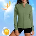 thumbnail image 2 of Womens Lightweight Sun Protection Shirts Full Zip Long Sleeve Sun Protection Athletic Jackets Army Green S(S), 2 of 7