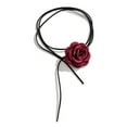 thumbnail image 2 of rygai Flower Necklace Long Tassel Solid Color Soft Fabric Rose Choker Elegant Dress-Up Exquisite Neck Wear Collar Women Gift,Wine Red, 2 of 8