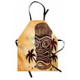 thumbnail image 1 of Tribal Apron, Totem Traditional Tiki on Polka Dots Backdrop with Palm Trees, Unisex Kitchen Bib with Adjustable Neck for Cooking Gardening, Adult Size, Burgundy and Sand Brown, by Ambesonne, 1 of 4