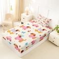 thumbnail image 4 of Homewish Kawaii Dachshund Dog Twin Sheets,Cartoon Pet Bedding,Car Cherry Bow Decor,3-Piece,1 Fitted Sheet and 1 Pillowcase, 4 of 6