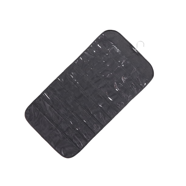 Injueey Bolsa de almacenamiento de joyería no tejida, repuesto de 80 rejillas, gancho de hierro transparente, pendiente, collar, bolsa organizadora de Almacenamiento y organización del hogar Negro Injueey HA075370-01