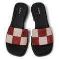 thumbnail image 2 of YDN Women Open Square Toe Checkered Slide Sandals Slip On Low Chunky Heel Slippers Comfortable Casual Indoor Shoes Size 8.5 Red, 2 of 4