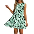 thumbnail image 1 of Vestido Corto para Mujeres Verano Moda Casual Impreso Lado Plisado Cuello Redondo Vestido sin Mangas para el Uso Diario, 1 of 7