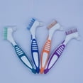 thumbnail image 4 of Juego de 4 cepillos de limpieza para dentaduras postizas con cerdas multicapa y mango de goma ergonómico, cepillo portátil de doble cara para limpiar dientes postizos JM, 4 of 4