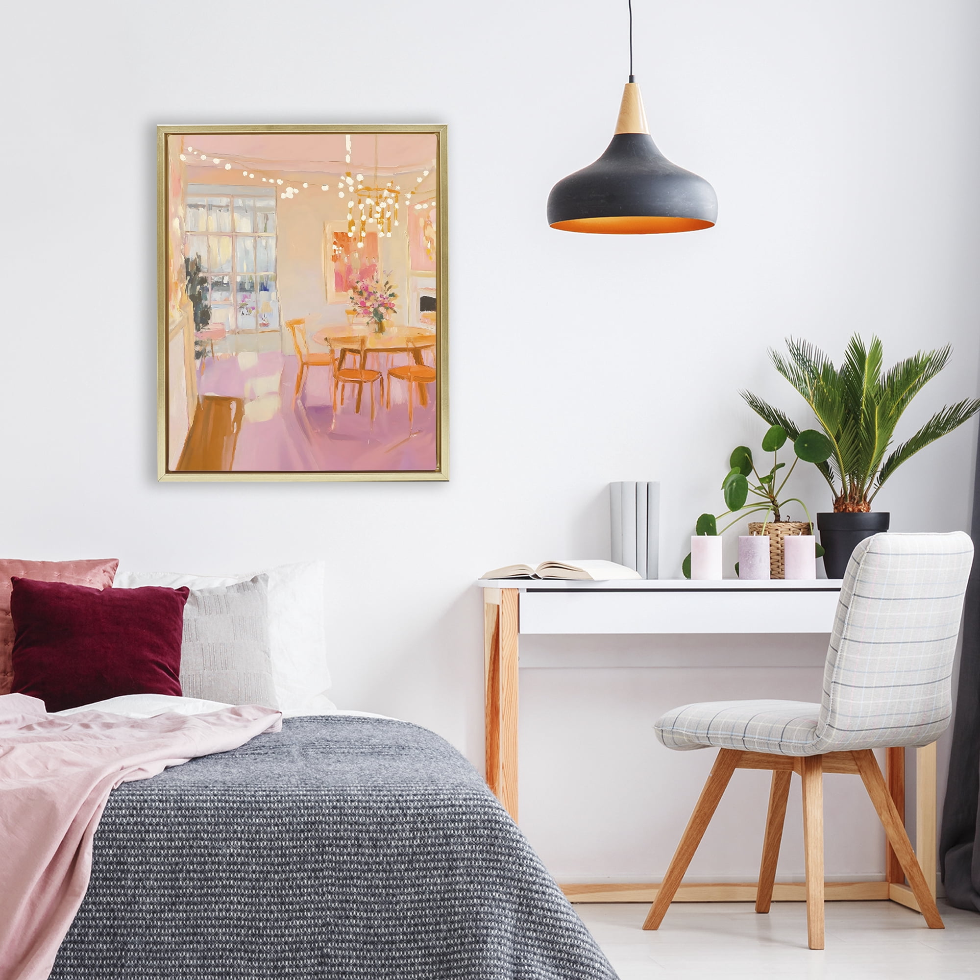 Stupell Industries Warm & Inviting Dining Room Gold Framed Floater Canvas Wall Art, design by The Prints Vibe