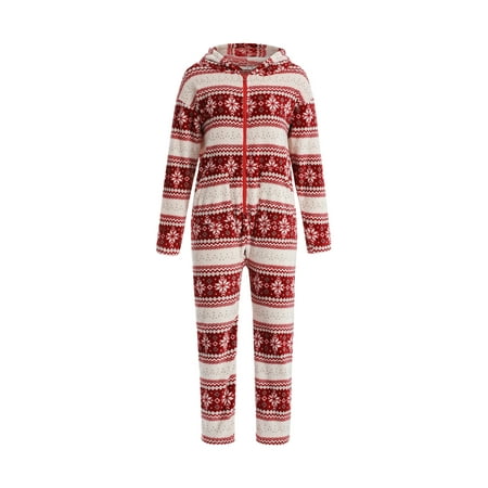 

Yuemengxuan Christmas Family Romper Snowflake Print O-neck/Hooded Long Jumpsuit