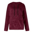 thumbnail image 5 of Eryao Hoodies for Women Casual Sherpa Fleece Hooded Sweatshirts Solid Color Long Sleeve Plush Pullover Tops with Pockets,Wine,L, 5 of 5