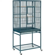 Easyfashion 54"H Large Rolling Metal Pet Cage for Birds or Small Animal, Navy Blue
