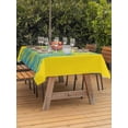 thumbnail image 4 of 52x70 Inch Outdoor Tablecloth with Umbrella Hole Zipper Rectangle Jellyfish Blue Rectangular Tablecloths Outside Waterproof Boho Tropical Yellow Stripe Summer Abstract Patio Table Cover for Picnic, 4 of 8