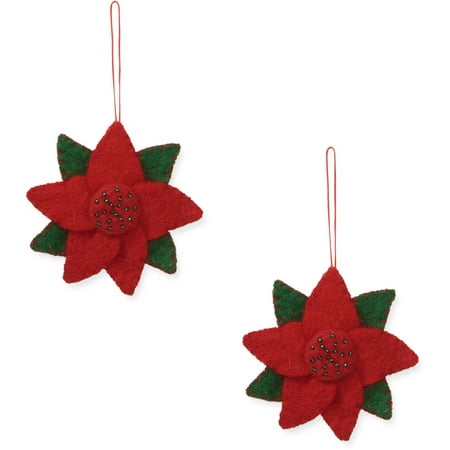2-Piece Poinsettia Ornament Set by Friends Handicrafts for Global Goods Partners