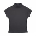 thumbnail image 3 of UACY Short Sleeve Shirts for Girls Turtleneck Sweater Solid Color Loose Business Tshirts Tops Casual Summer Fall ﻿ (Dark Gray, 4-5 Years), 3 of 3