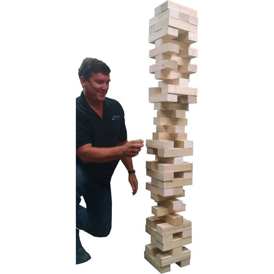 EasyGO Giant Stack and Tumble Giant Wood Stacking and Tumble Tower Blocks Game with Heavy Duty Duffle Carry Bag, XXL by EasyGo Products