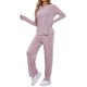 thumbnail image 4 of Conjunto de pijamas INSPIRE CHIC para mujer, con cuello redondo, de manga larga, ropa de dormir suave, PJs de descanso con bolsillo, talla XL, color púrpura, 4 of 4