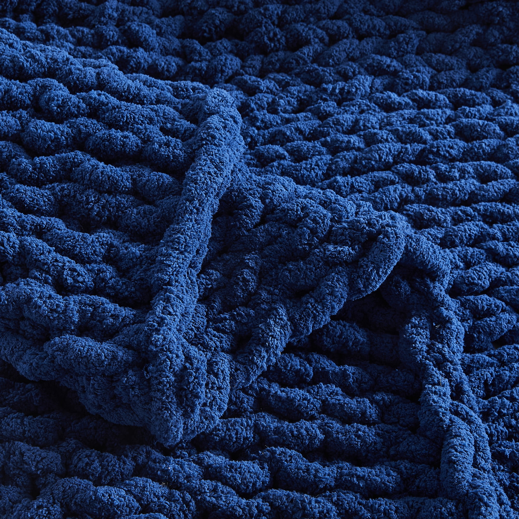 Carriediosa Chunky Knit Throw Blanket Handmade Soft Throws for Couch Sofa Bed, 50" x 60" Navy Blue