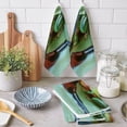 thumbnail image 2 of 1 Pack Summer Lotus Kitchen Towels Flowers Frogs Dragonflies Animal Decorative Dish Towel Sets Absorbent Quick Dry Hand Cloths Tea Towels for Cooking Baking Farmhouse Gifts 18x28in, 2 of 9