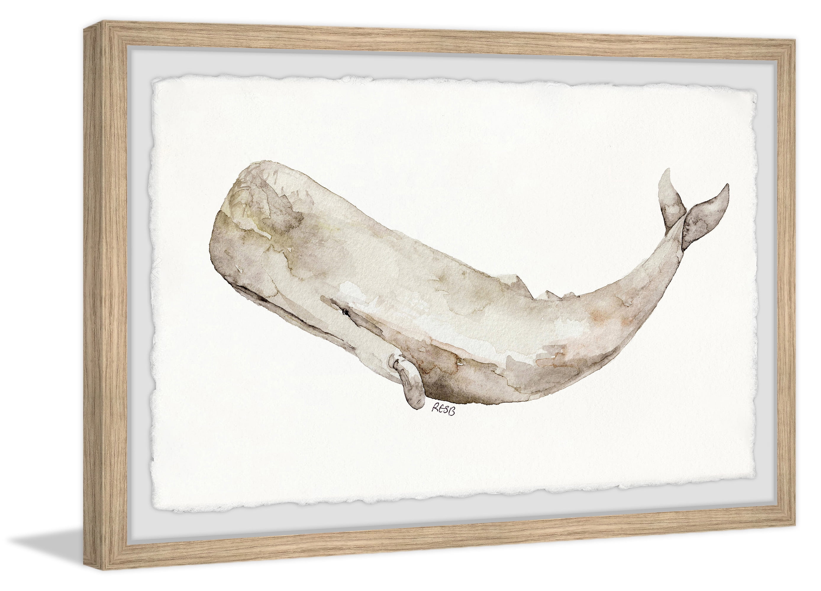 Marmont Hill Stone-Like Whale By Rachel Byler Framed Wall Art, 30" x 1.5"
