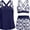 Navy Geometric, variant on Women's three piece Tankini swimsuit - abdominal control vest with bra, moderate swimsuit with pockets, shorts, bottom 2026