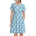 thumbnail image 1 of Vsdgher Texture d'Écailles de Poisson Bleues pour Femmes Été 2025 Robes Midi Maxi Décontractées Légères à Manches Courtes à Col Rond Robe de Plage, 1 of 6