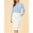 thumbnail image 5 of Unique Bargains Women's Peter Pan Collar Long Sleeve Work Office Shirt S Light Blue, 5 of 6