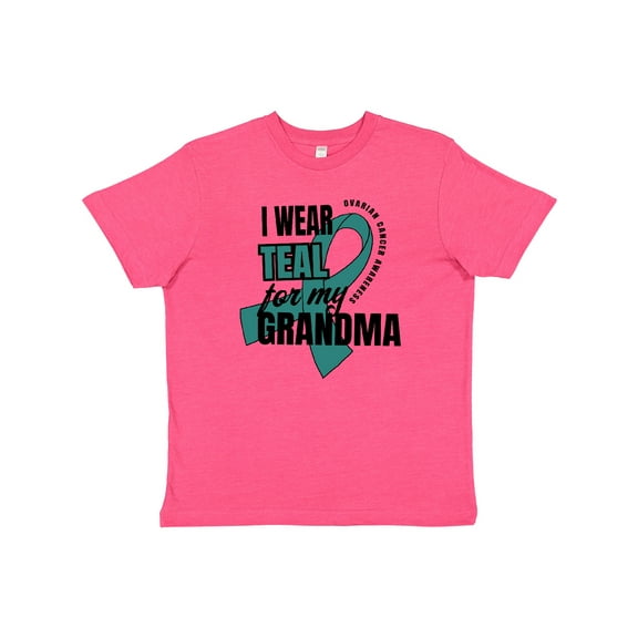 Inktastic I Wear Teal For My Grandma Ovarian Cancer Awareness Youth T-Shirt