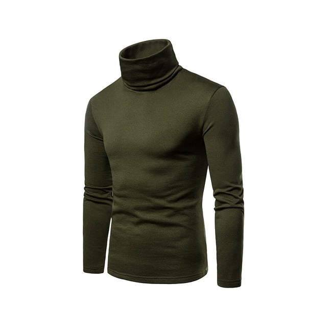 Minnieouse Camisa térmica de cuello alto para hombre, jersey de Color sólido, ropa interior suave y cómoda para dormir en otoño e invierno, Ropa interior Verde oscuro S
