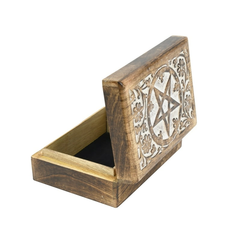 Decorative Wood Pentagram Keepsake Memory Box Wiccan Jewelry Card Storage Chest Decorative Wood Pentagram Keepsake Memory Box Wiccan Jewelry Card Storage Chest