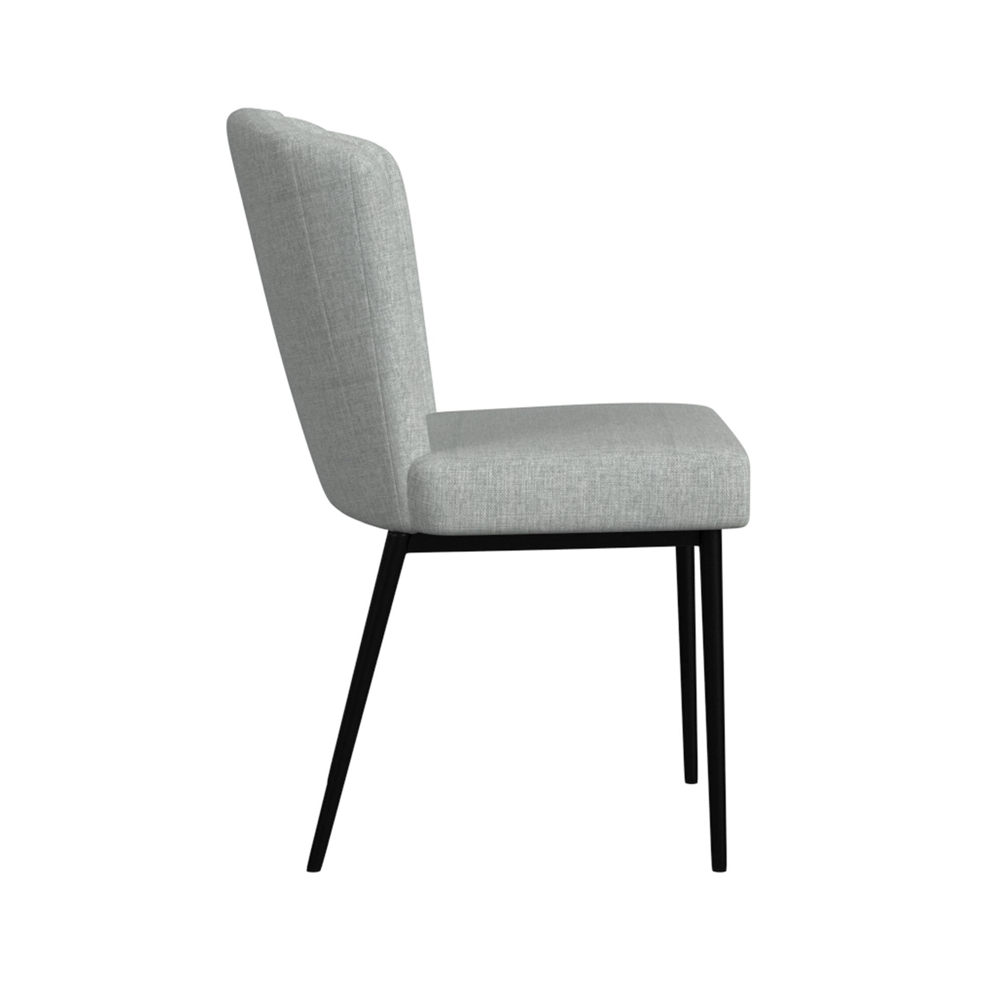 HomePop Channel Back Dining Chair with Metal Legs, Set of 2, Gray
