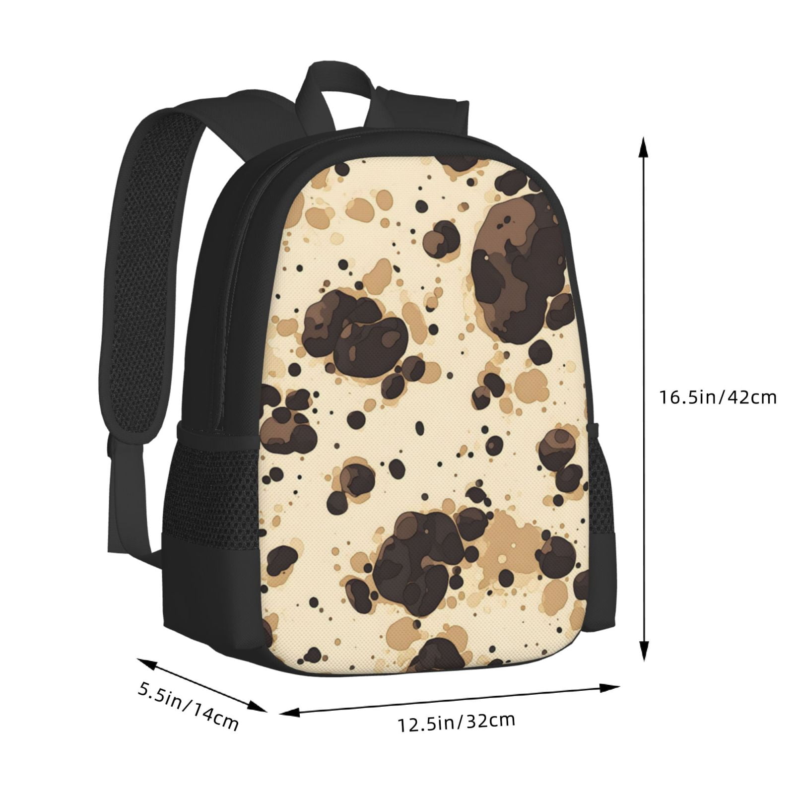 Large Capacity Backpack 16.5×12.5×5.5in Widened Shoulder Strap Design Main Bag Large Top Handle Belt Adjustable Shoulder Strap Milk Cow Print Style Sienna_1